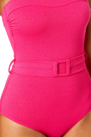 Women's Peruvian Crepe Orchid Strapless Belted One Piece Swimsuit