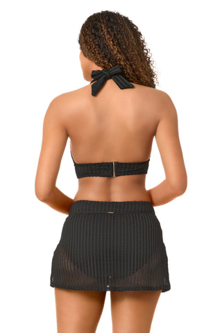 Women's Live In Color Textured Black Halter Bikini Top