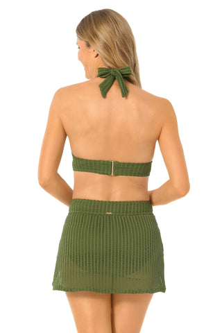 Women's Live In Color Textured Olive Halter Bikini Top