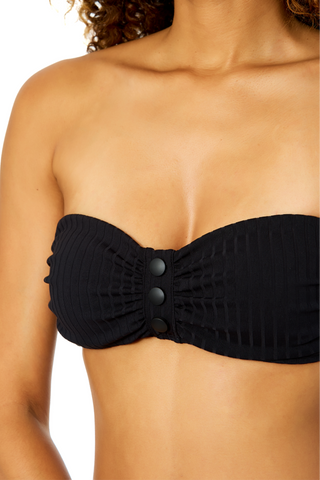 Women's Luna Snap Black Snap Front Bandeau Bikini Swim Top