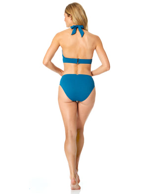 Women's Peruvian Crepe Peacock Tie Back Halter Bikini Swim Top
