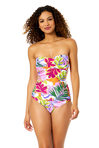 Women's Mod Tropical Twist Front Bandeaukini Swim Top