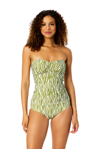 Women's Sierra Woodblock Twist Front Bandeaukini Swim Top