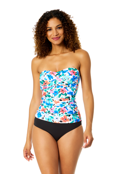Anne Cole Fiore Twist Front Bandeaukini Swim Top | Floral Print