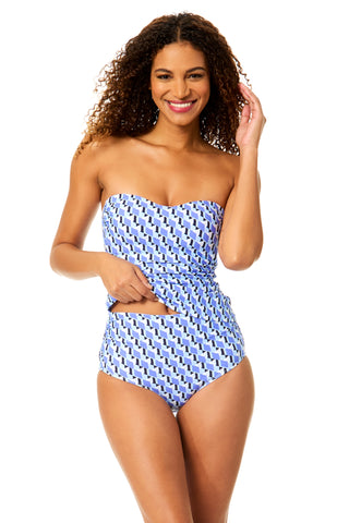 Women's Pacific Shirred Strapless Bandeau Tankini Swim Top