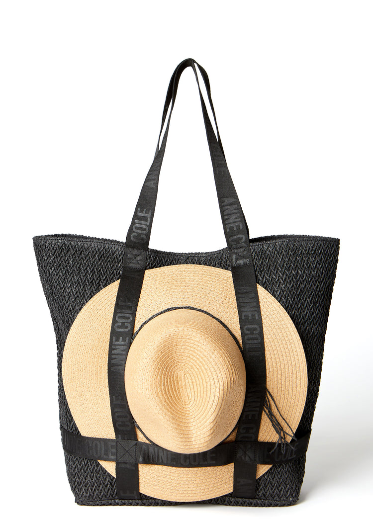 Women's Tote Bag With Straw Hat