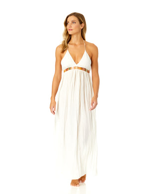 Women's V Neck Jewel Maxi Dress With Spaghetti Straps Cover Up