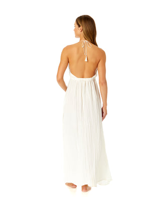 Women's V Neck Jewel Maxi Dress With Spaghetti Straps Cover Up