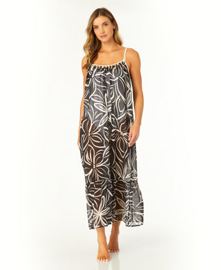 Women's Adjustable Maxi Dress with Seashell Trim Cover Up