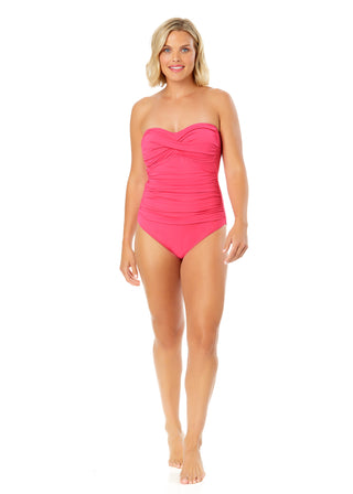 Women's Live In Color Twist Front Shirred One Piece Swimsuit