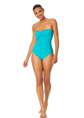 Women's Live In Color Twist Front Shirred One Piece Swimsuit