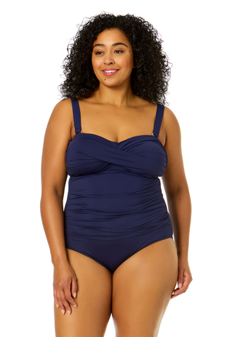 Anne Cole Plus Twist Front Shirred One Piece