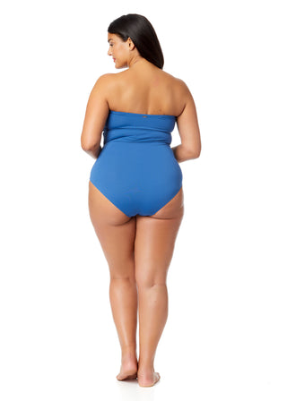 Women's Plus Live In Color Twist Front Shirred One Piece Swimsuit