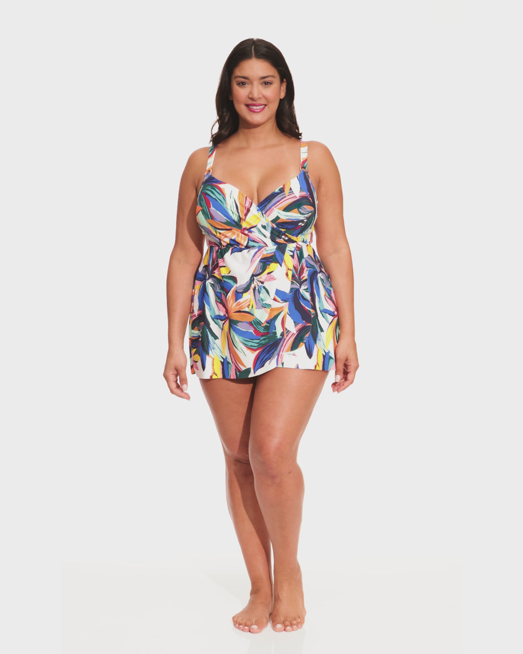 COCOPEAR Women's Elegant Crossover One Piece Swimdress Floral Skirted Swimsuit Floral 37 6XL/26