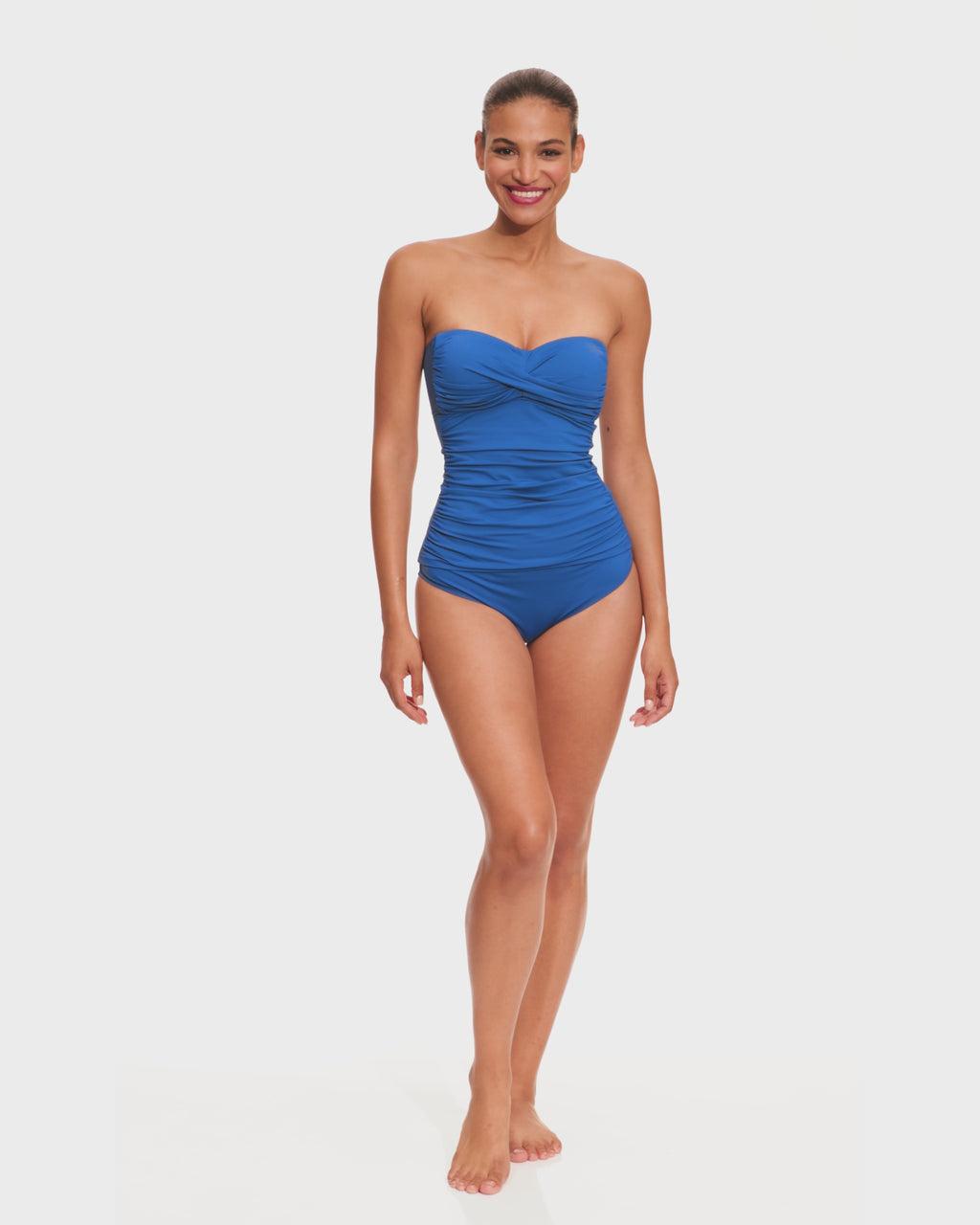 Anne Cole Women's Flounce Bandeau Bikini Top | Removable Cups & Braided Tie Front