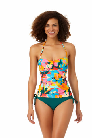 Women's Twist-front Bandeau Classic One Piece Swimsuit With Tummy