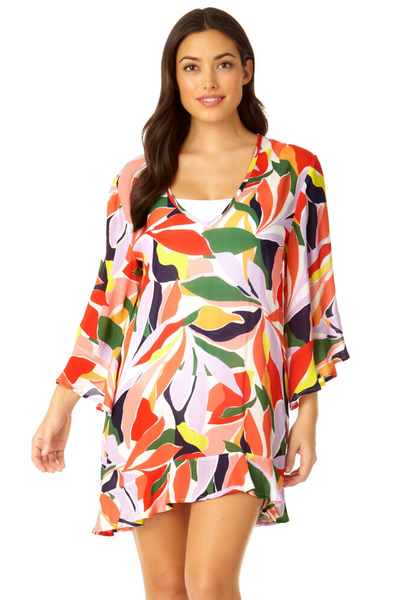 Anne Cole - Women's Flounce V Neck Tunic Swimsuit Cover Up