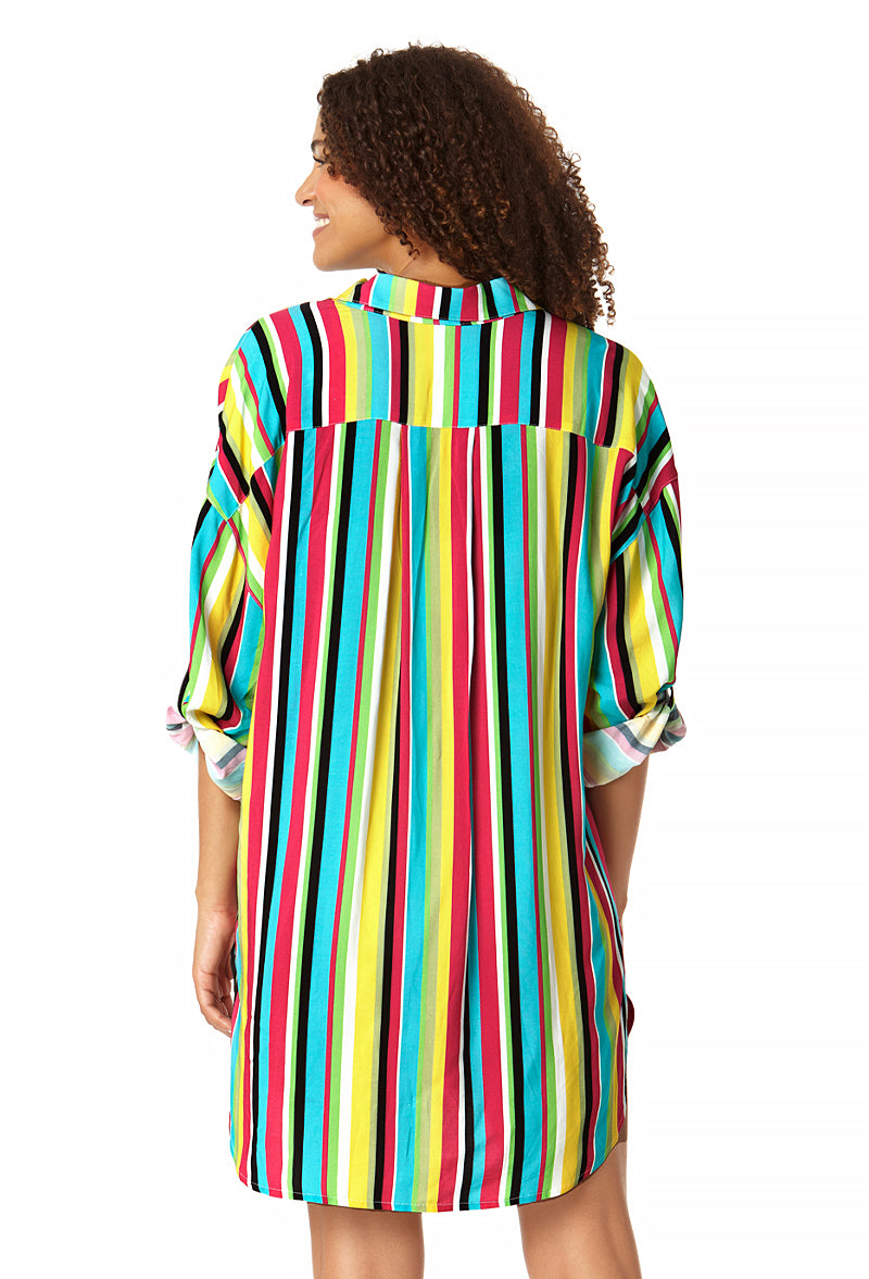 Button Down Shirt Swimsuit Cover Up in Stripe Anne Cole