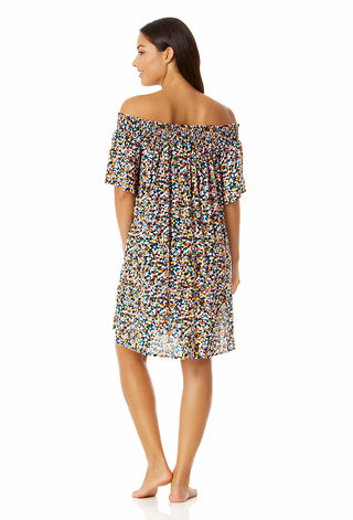 Smocked Off The Shoulder Swimsuit Cover Up in Confetti - Anne Cole