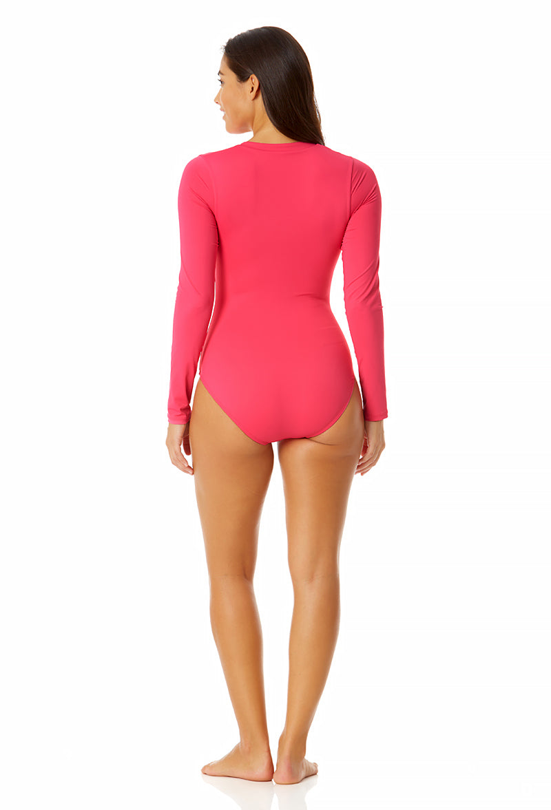 Anne Cole - Women's Long Sleeve Front Zip Rash Guard Swimsuit