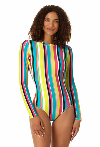 Striped Spaghetti Strap V-Neck One-Piece Swimsuit – moxie boutique