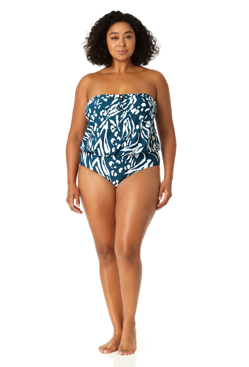 Anne Cole Plus Size Twist-front Strapless Tankini Women's Swimsuit
