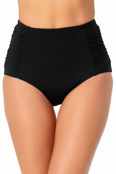 Lands' End Women's UPF 50 Full Coverage Tummy Control High Waist Bikini  Bottom - Black XL