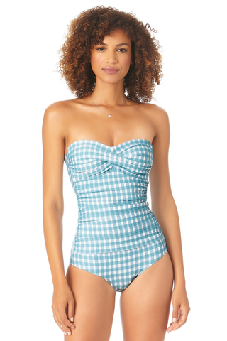 Women's Gingham Scoop Neck Shirred One Piece Swimsuit - Anne Cole