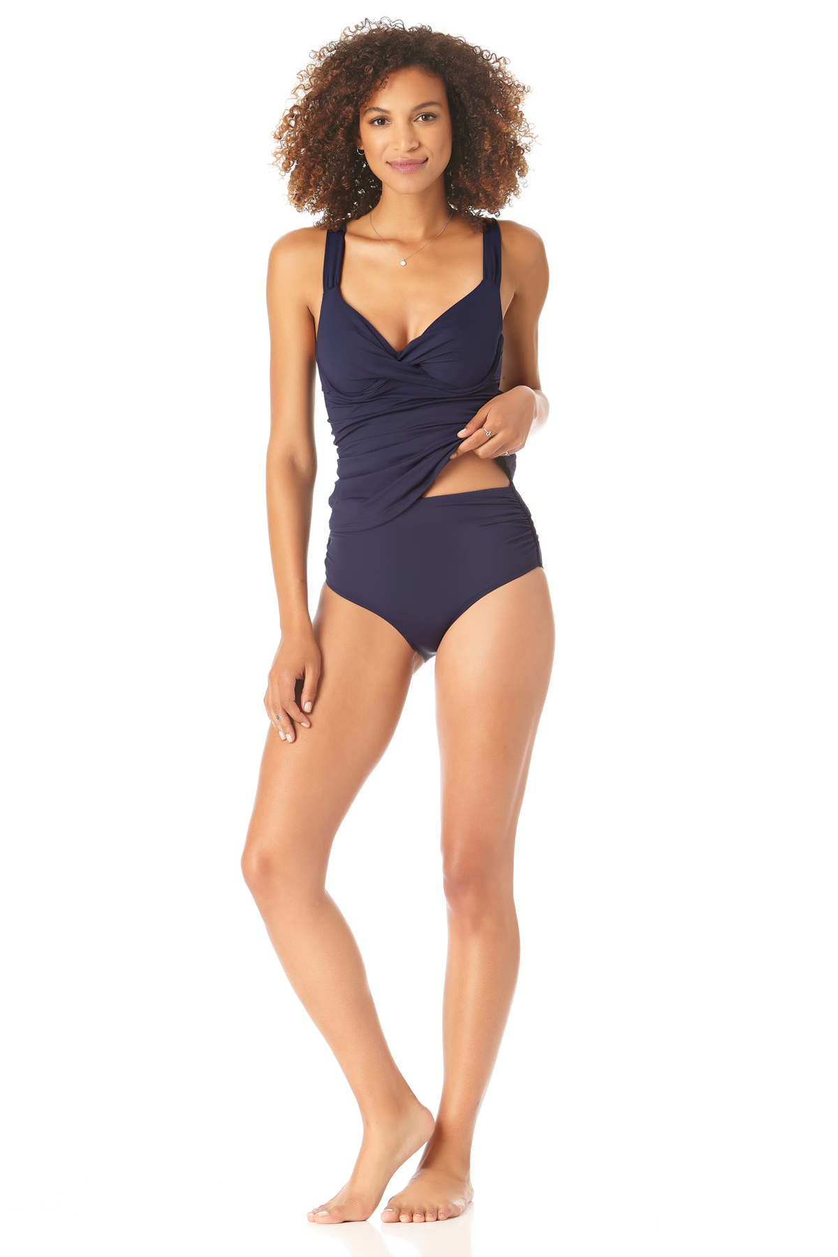 anne cole twist front underwire tankini swim top