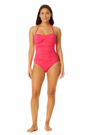 Live In Color Twist Front Shirred One Piece Swimsuit – Anne Cole