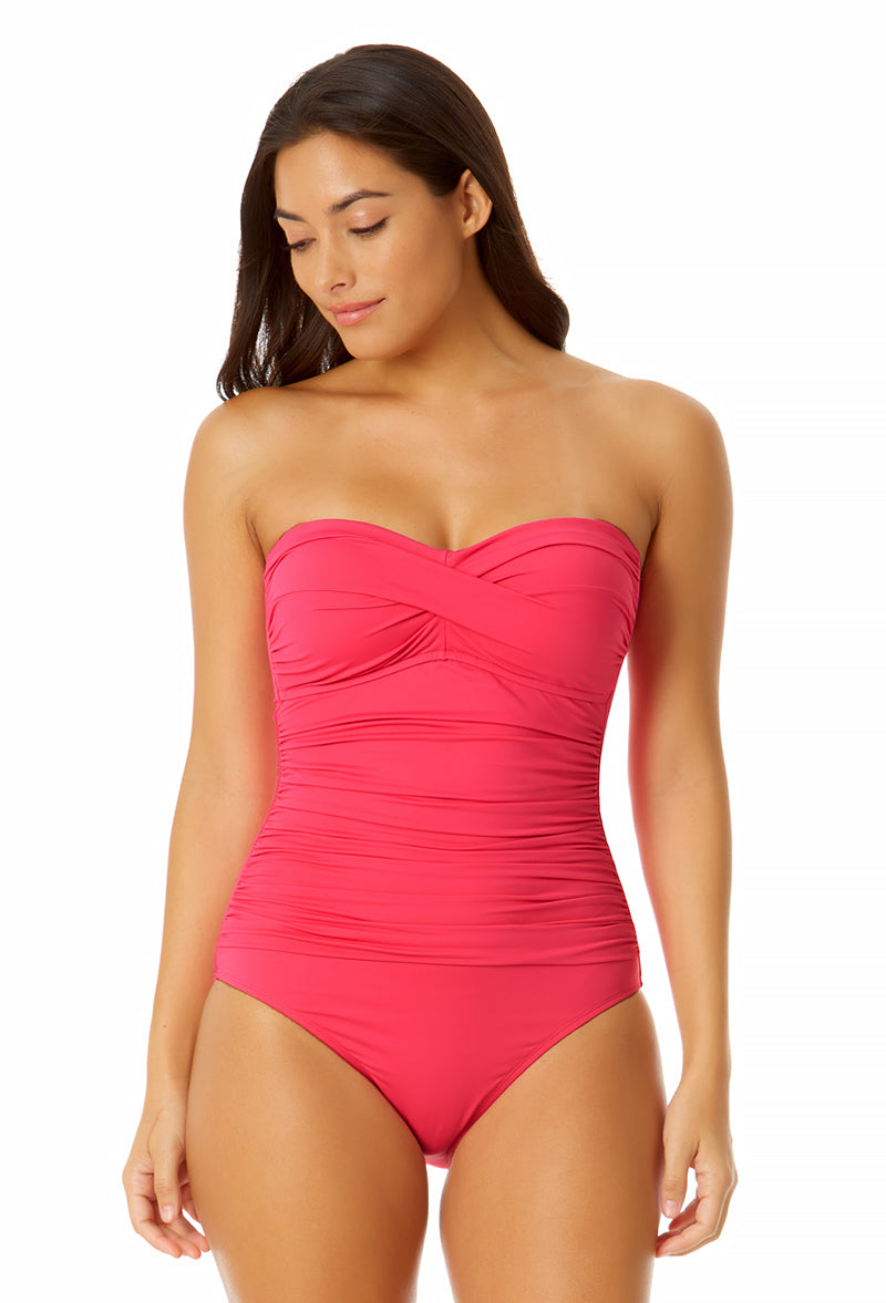 Anne cole twist front bandeau hot sale one piece