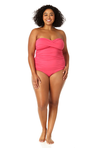 Anne Cole Berry Plus Size Twist-Front Strapless Tankini Swim Top, US 18W