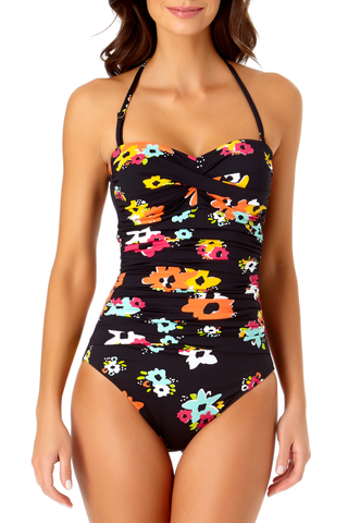 Anne Cole - Twist Front Shirred One Piece Swimsuit
