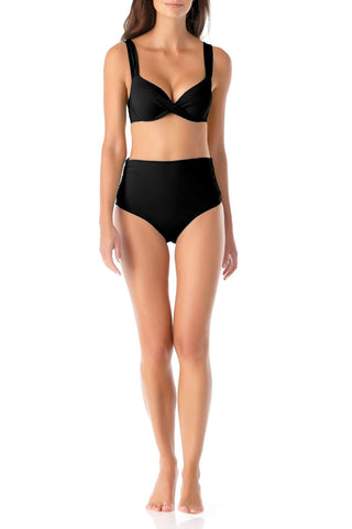 Anne Cole BLACK Twist-Front Underwire Bikini Swim Top, US 36DD/38D 